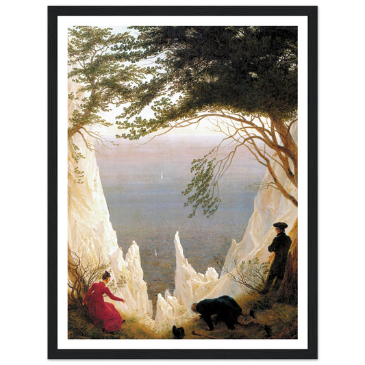 Chalk Cliffs on Rügen (1818) Art Print | Caspar David Friedrich - Framed Poster - 30x40 cm / 12x16″ - Black frame