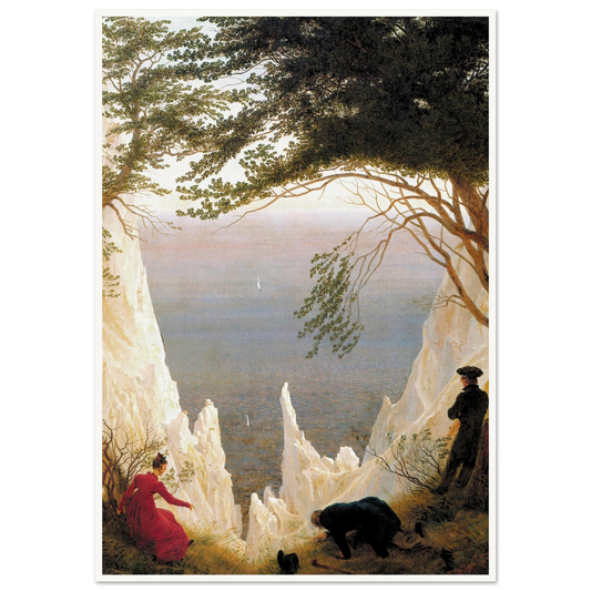 Chalk Cliffs on Rügen (1818) Art Print | Caspar David Friedrich - Framed Poster - 30x40 cm / 12x16″ - Black frame