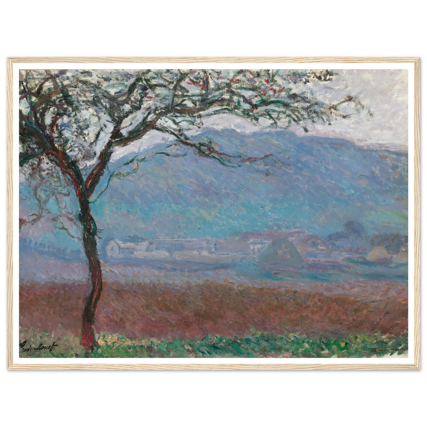 Champ À Giverny (1887) Art Print | Claude Monet - Framed Poster - 30x40 cm / 12x16″ - Black frame