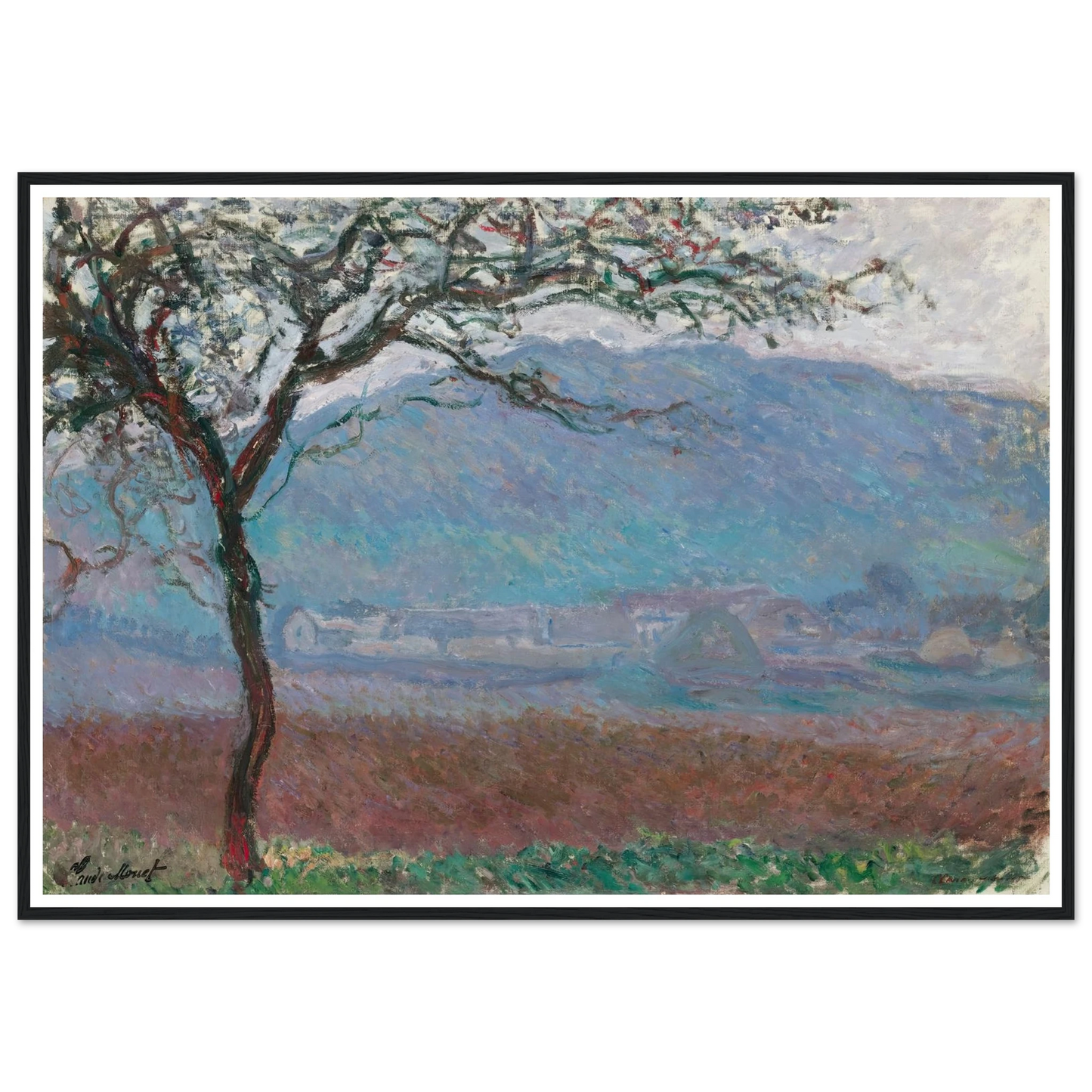 Champ À Giverny (1887) Art Print | Claude Monet - Framed Poster - 30x40 cm / 12x16″ - Black frame