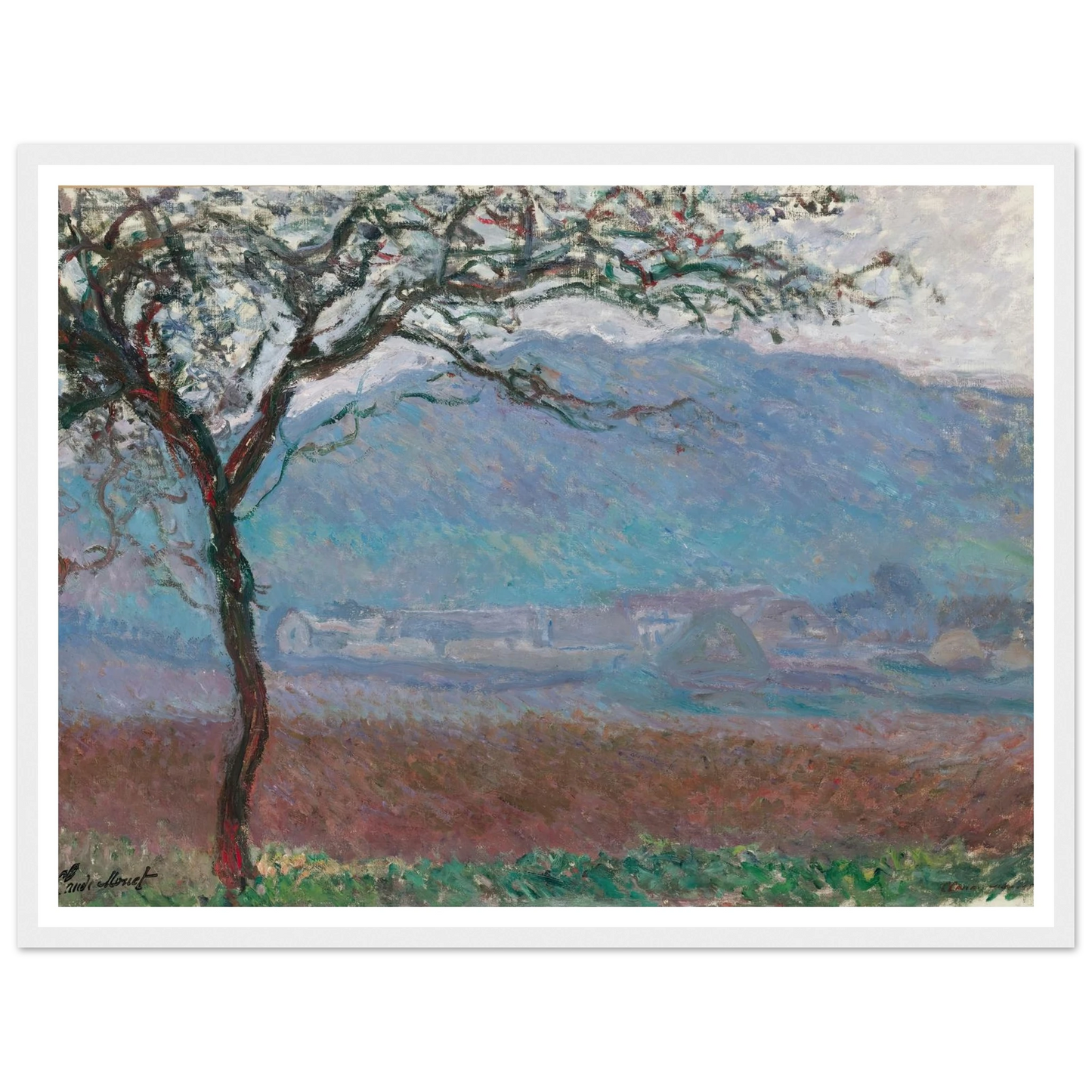 Champ À Giverny (1887) Art Print | Claude Monet - Framed Poster - 30x40 cm / 12x16″ - Black frame
