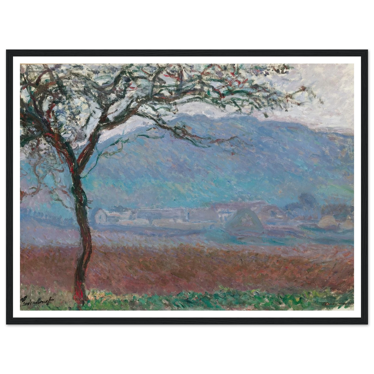 Champ À Giverny (1887) Art Print | Claude Monet - Framed Poster - 30x40 cm / 12x16″ - Black frame