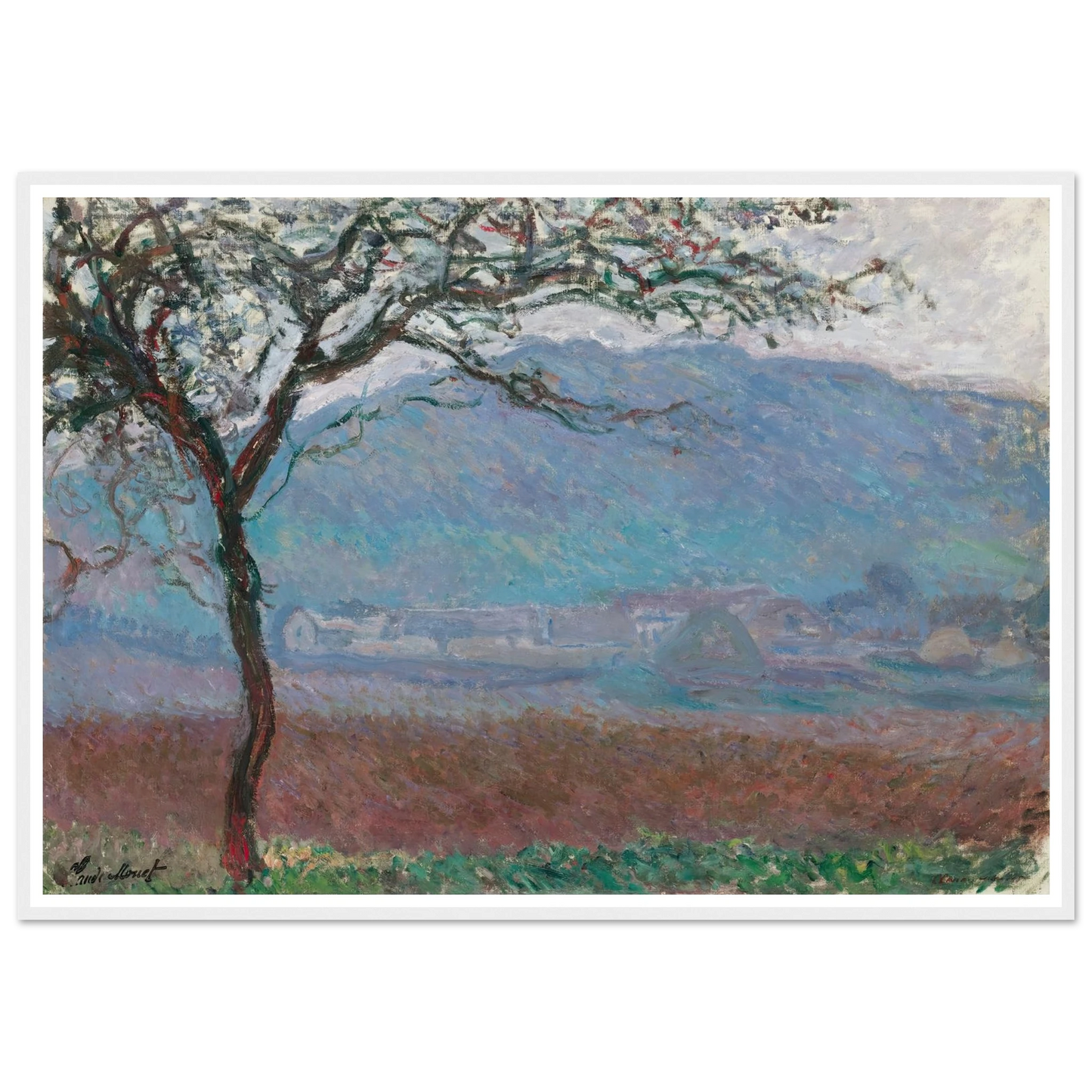 Champ À Giverny (1887) Art Print | Claude Monet - Framed Poster - 30x40 cm / 12x16″ - Black frame