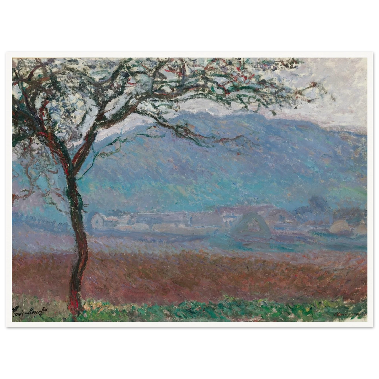 Champ À Giverny (1887) Art Print | Claude Monet - Framed Poster - 30x40 cm / 12x16″ - Black frame