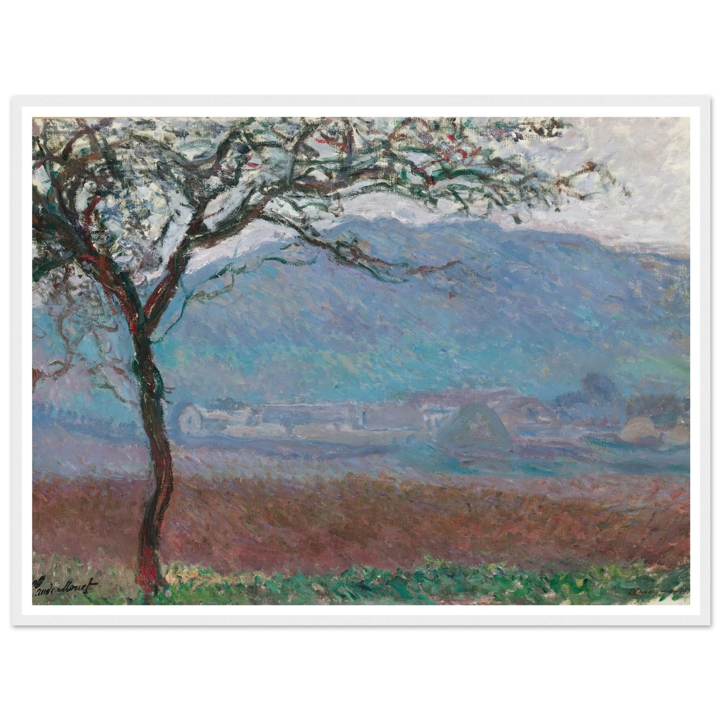 Champ À Giverny (1887) Art Print | Claude Monet - Framed Poster - 30x40 cm / 12x16″ - Black frame