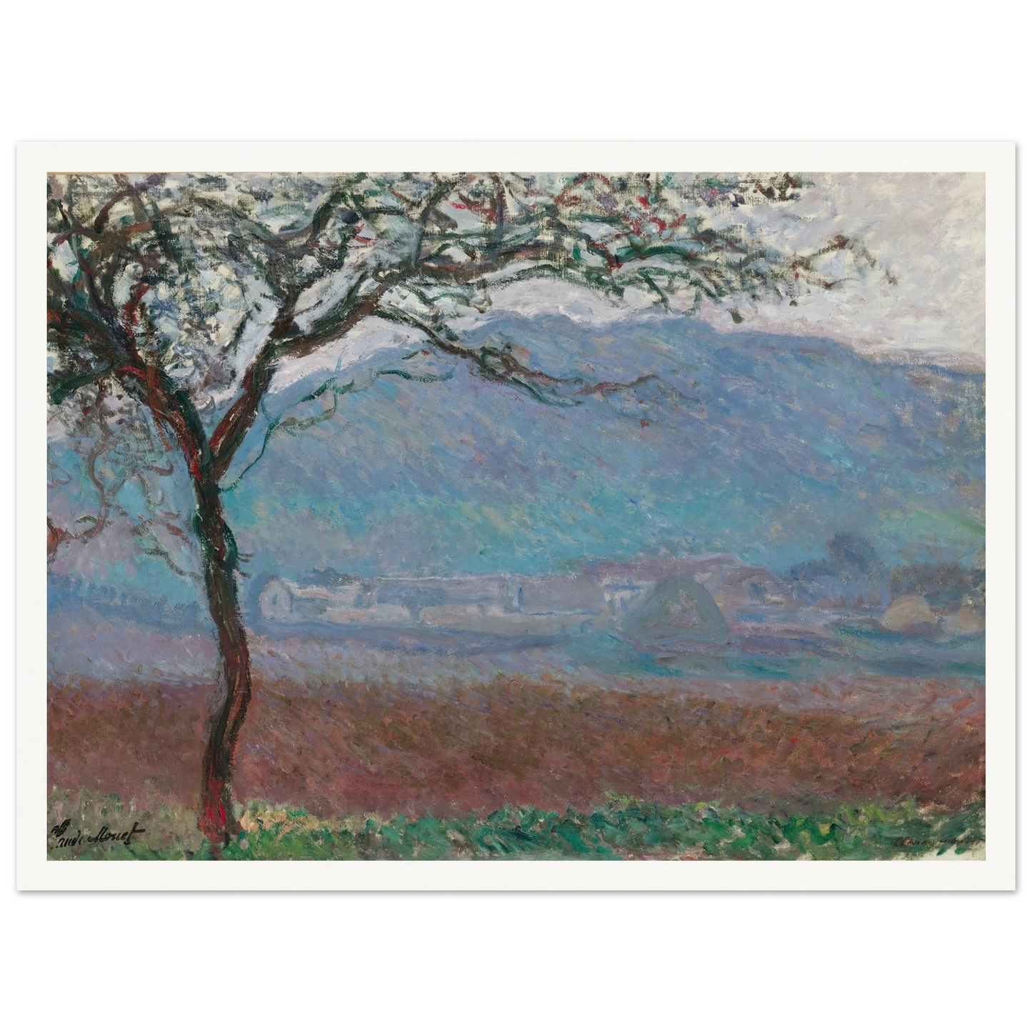 Champ À Giverny (1887) Art Print | Claude Monet - Framed Poster - 30x40 cm / 12x16″ - Black frame