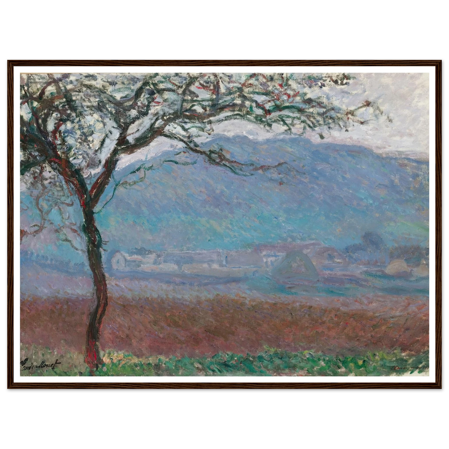 Champ À Giverny (1887) Art Print | Claude Monet - Framed Poster - 30x40 cm / 12x16″ - Black frame