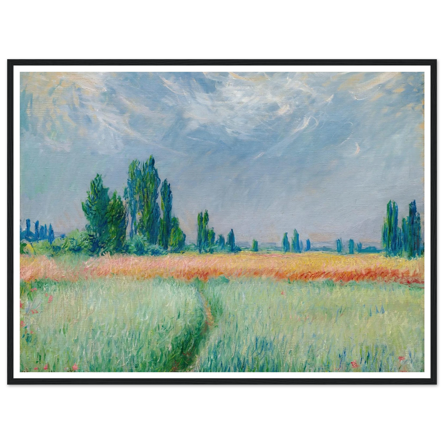 Champ De Blé (1881) Art Print | Claude Monet - Framed Poster - 30x40 cm / 12x16″ - Black frame
