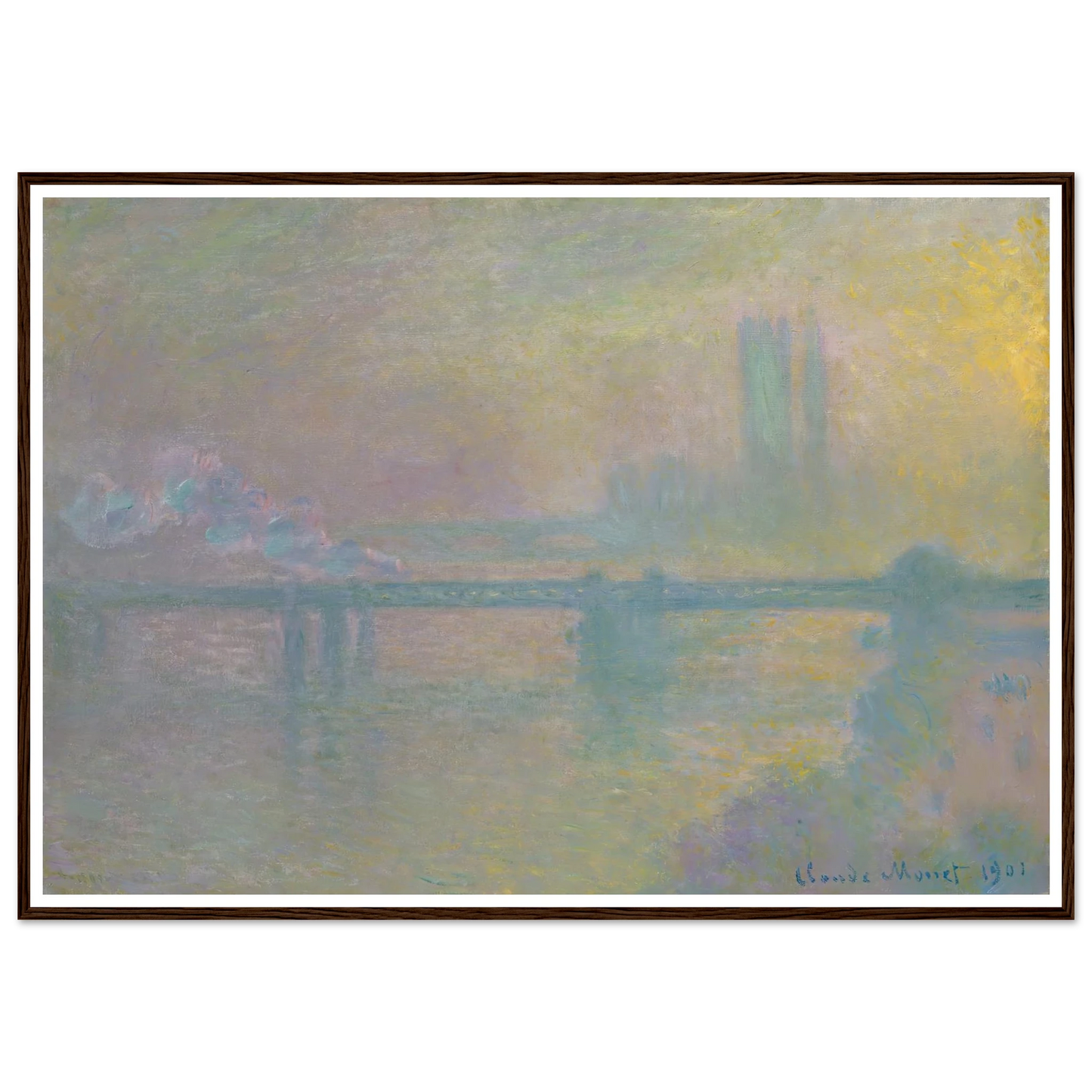 Charing Cross Bridge, London (1901) Art Print | Claude Monet - Framed Poster - 70x100 cm / 28x40″ - Black frame