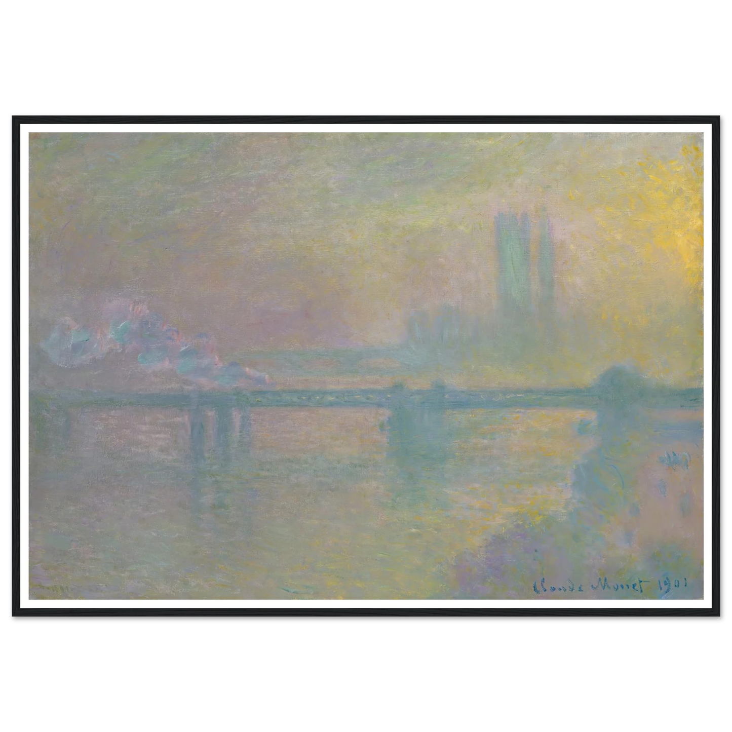Charing Cross Bridge, London (1901) Art Print | Claude Monet - Framed Poster - 70x100 cm / 28x40″ - Black frame