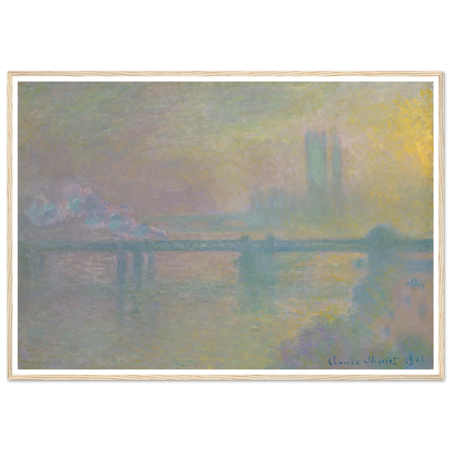 Charing Cross Bridge, London (1901) Art Print | Claude Monet - Framed Poster - 70x100 cm / 28x40″ - Black frame