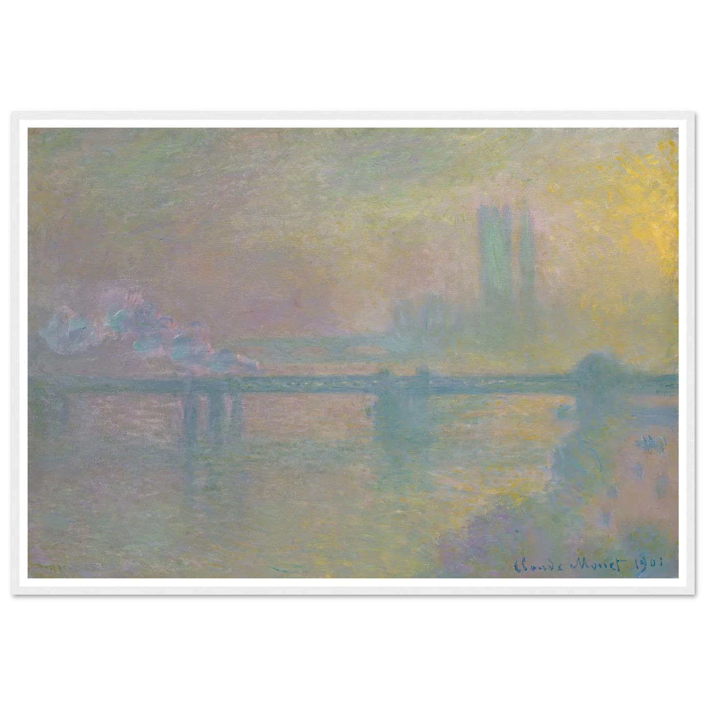 Charing Cross Bridge, London (1901) Art Print | Claude Monet - Framed Poster - 70x100 cm / 28x40″ - Black frame