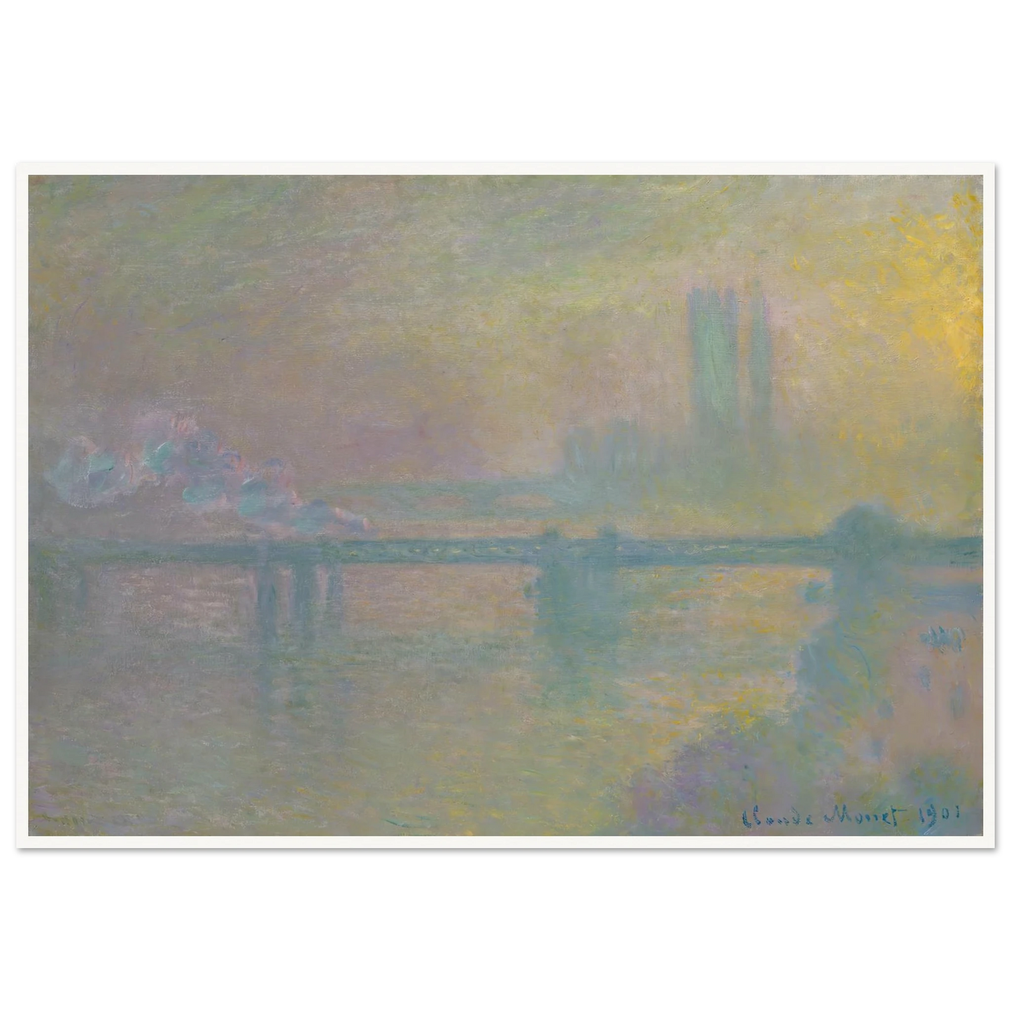 Charing Cross Bridge, London (1901) Art Print | Claude Monet - Framed Poster - 70x100 cm / 28x40″ - Black frame