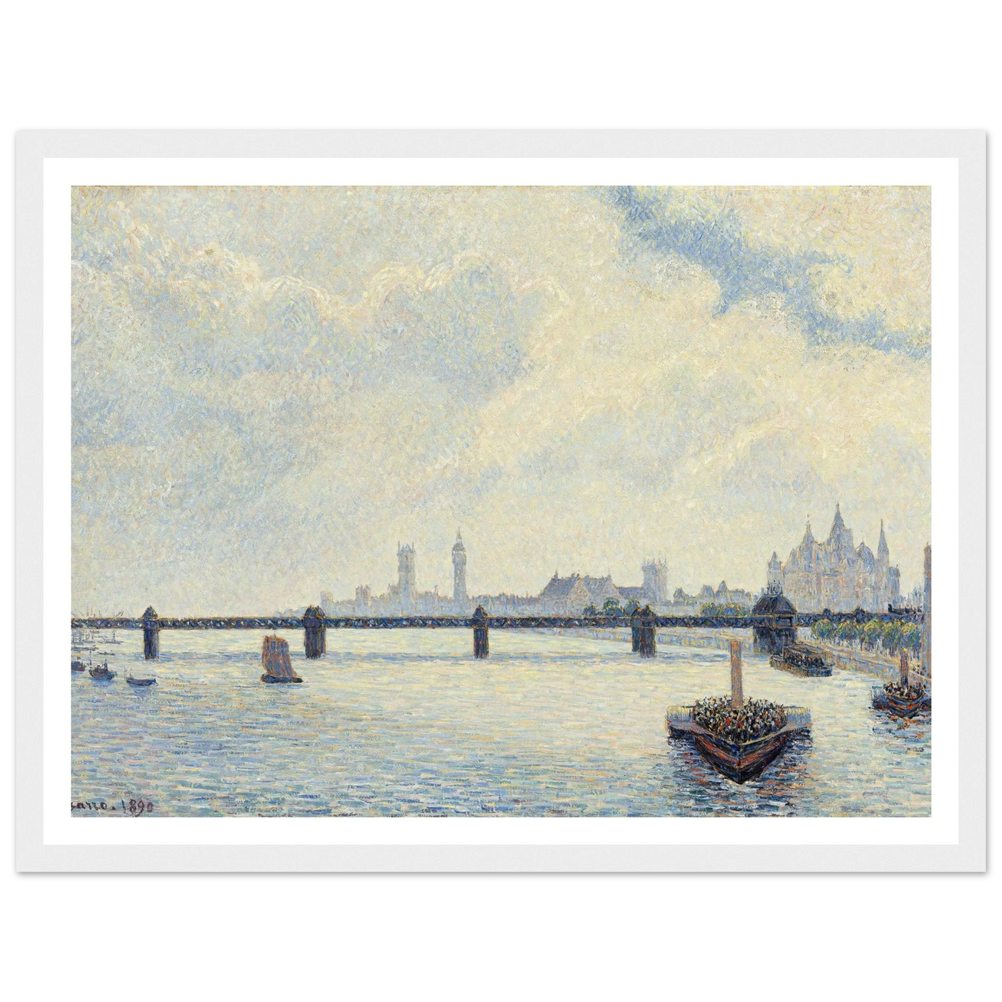 Charing Cross Bridge,London (1890) Art Print | Camille Pissarro - Framed Poster - 30x40 cm / 12x16″ - Black frame
