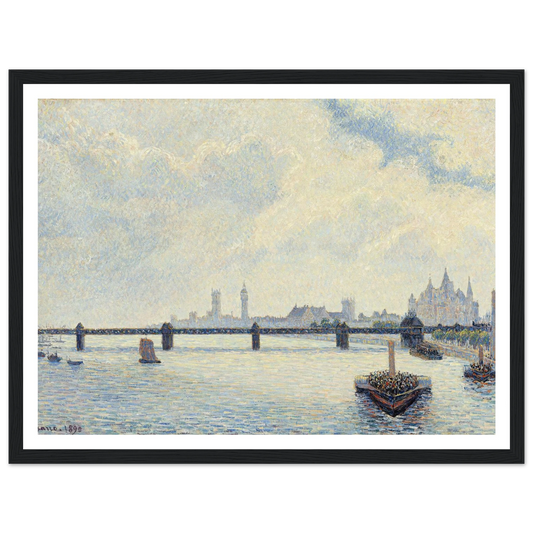 Charing Cross Bridge,London (1890) Art Print | Camille Pissarro - Framed Poster - 30x40 cm / 12x16″ - Black frame