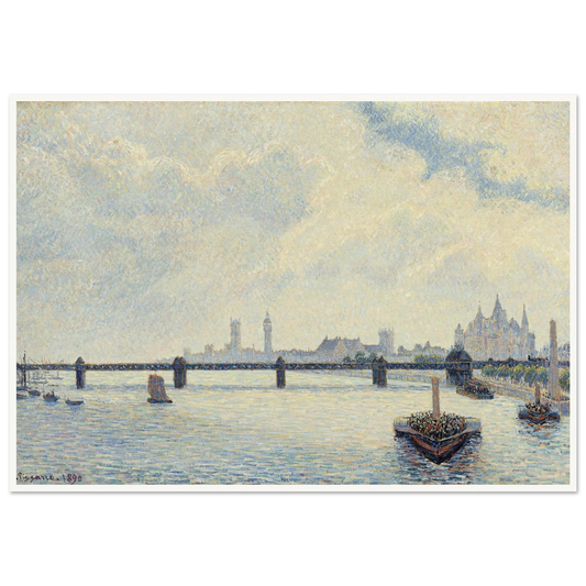 Charing Cross Bridge,London (1890) Art Print | Camille Pissarro - Framed Poster - 30x40 cm / 12x16″ - Black frame