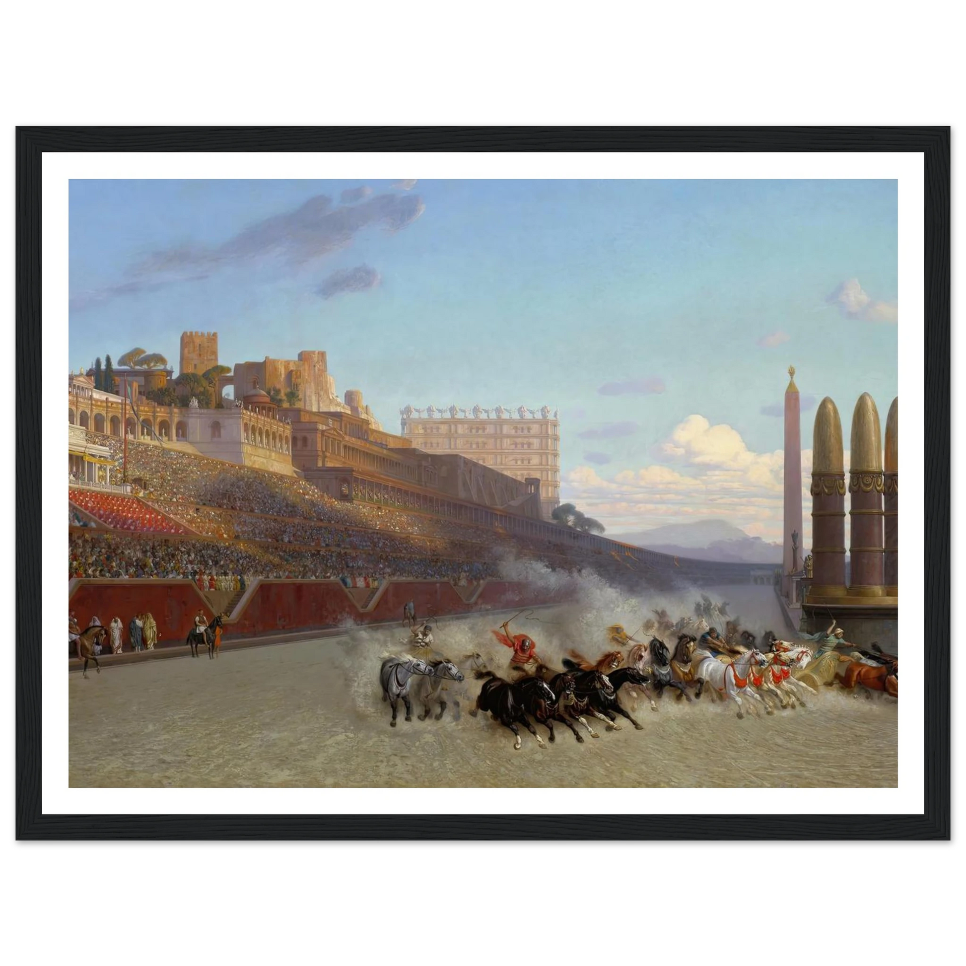 Chariot Race (1876) Art Print | Jean Leon Gerome - Framed Poster - 30x40 cm / 12x16″ - Black frame