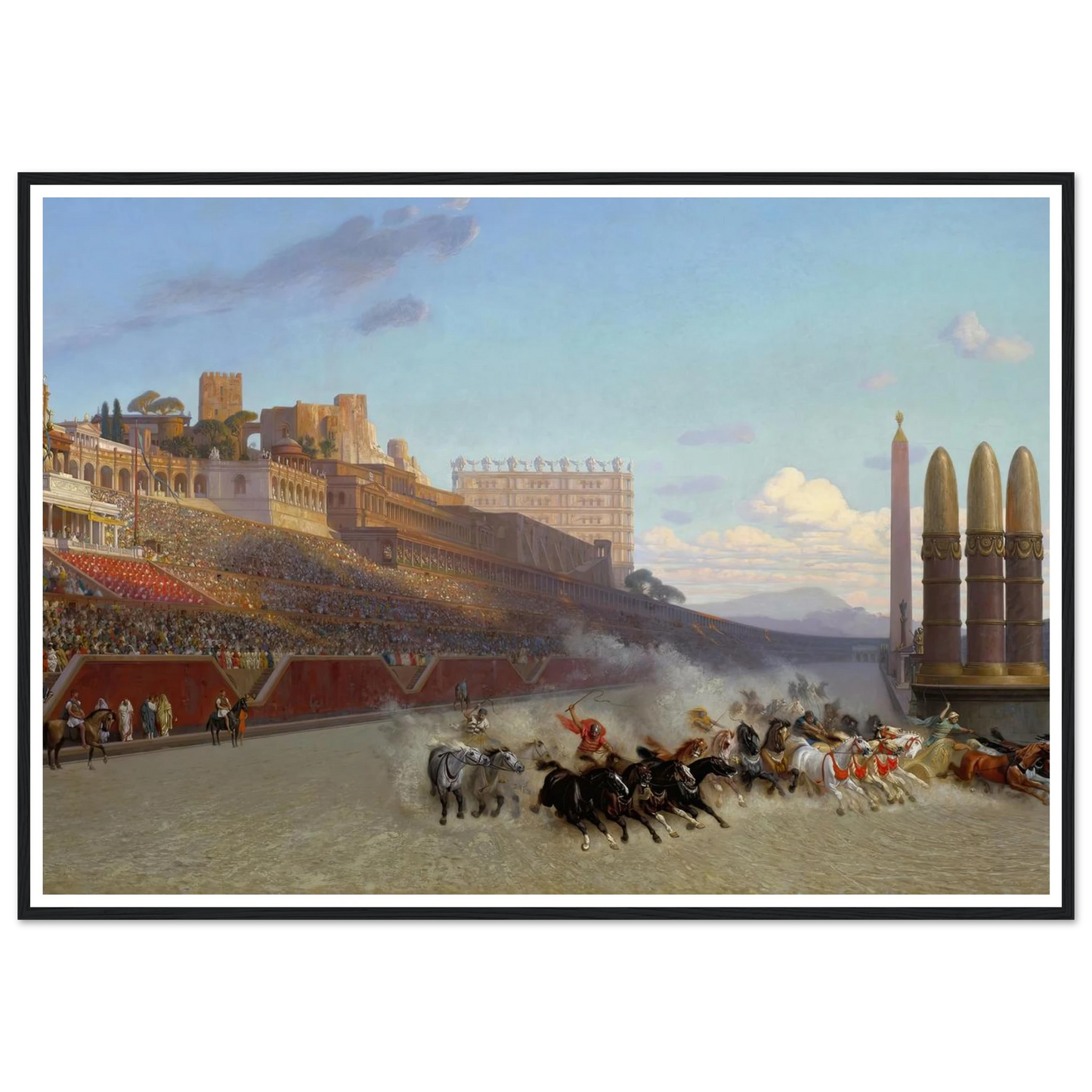 Chariot Race (1876) Art Print | Jean Leon Gerome - Framed Poster - 30x40 cm / 12x16″ - Black frame