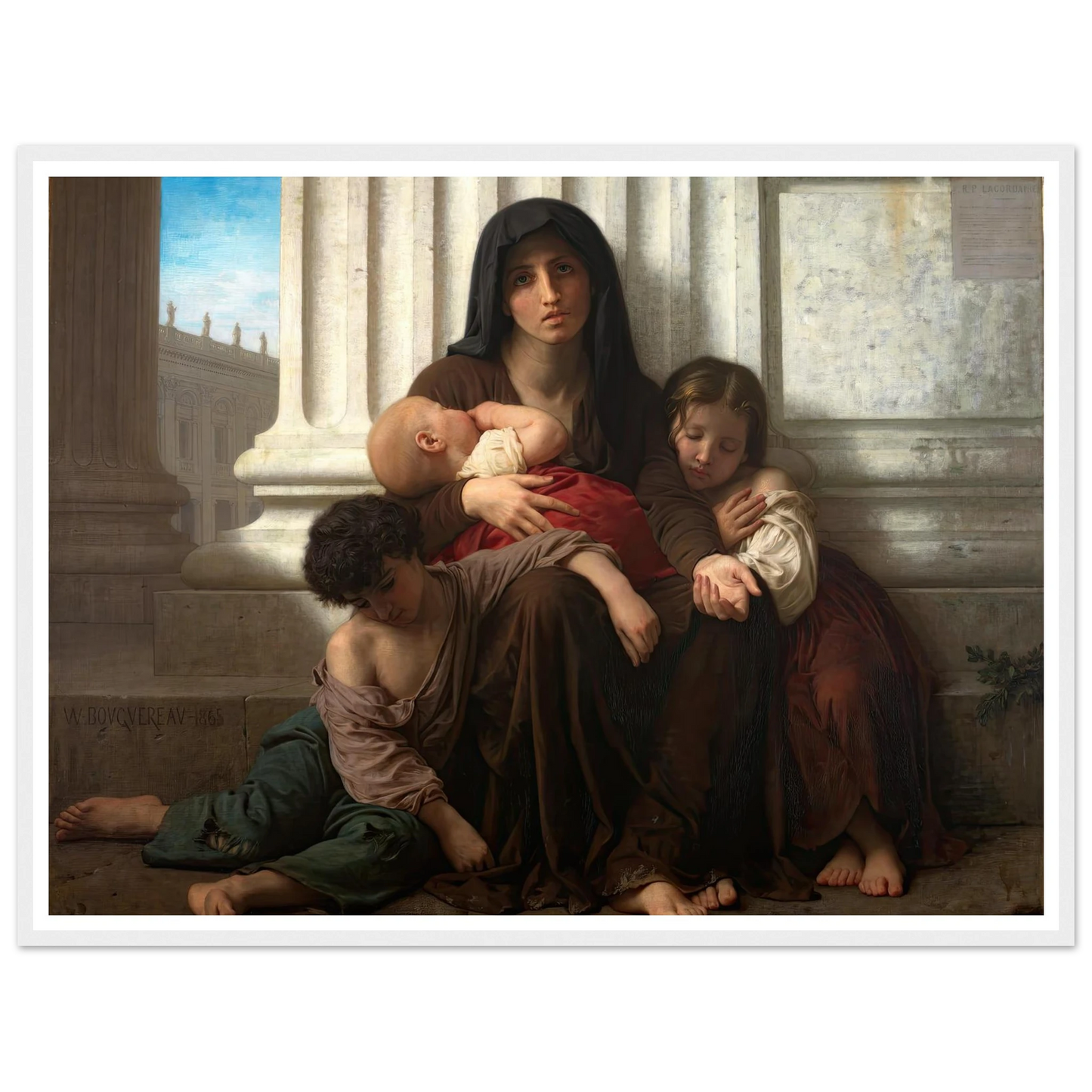 Charity (1865) Art Print | William Bouguereau - Framed Poster - 30x40 cm / 12x16″ - Black frame