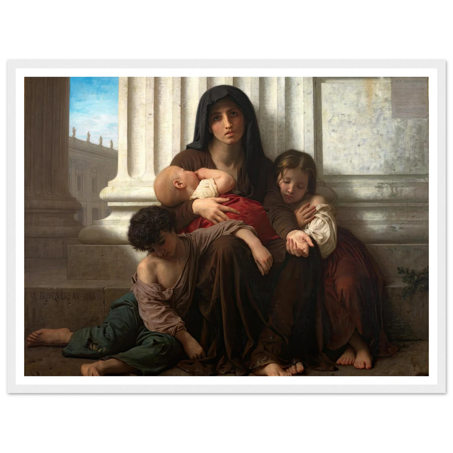 Charity (1865) Art Print | William Bouguereau - Framed Poster - 30x40 cm / 12x16″ - Black frame