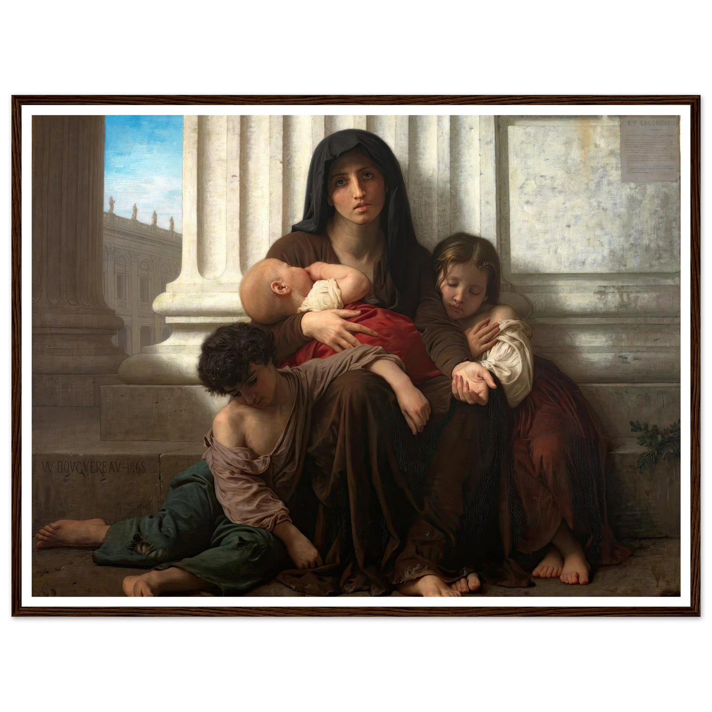 Charity (1865) Art Print | William Bouguereau - Framed Poster - 30x40 cm / 12x16″ - Black frame