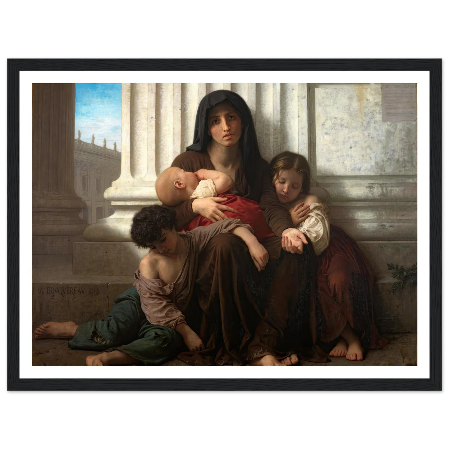 Charity (1865) Art Print | William Bouguereau - Framed Poster - 30x40 cm / 12x16″ - Black frame