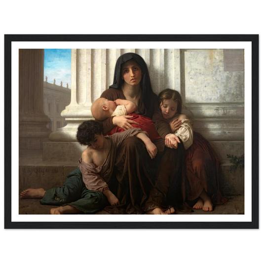 Charity (1865) Art Print | William Bouguereau - Framed Poster - 30x40 cm / 12x16″ - Black frame