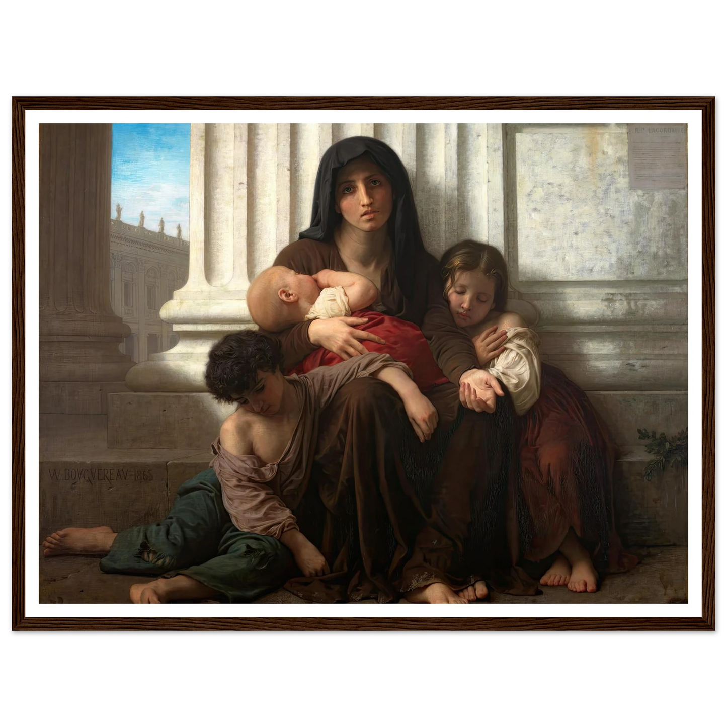 Charity (1865) Art Print | William Bouguereau - Framed Poster - 30x40 cm / 12x16″ - Black frame