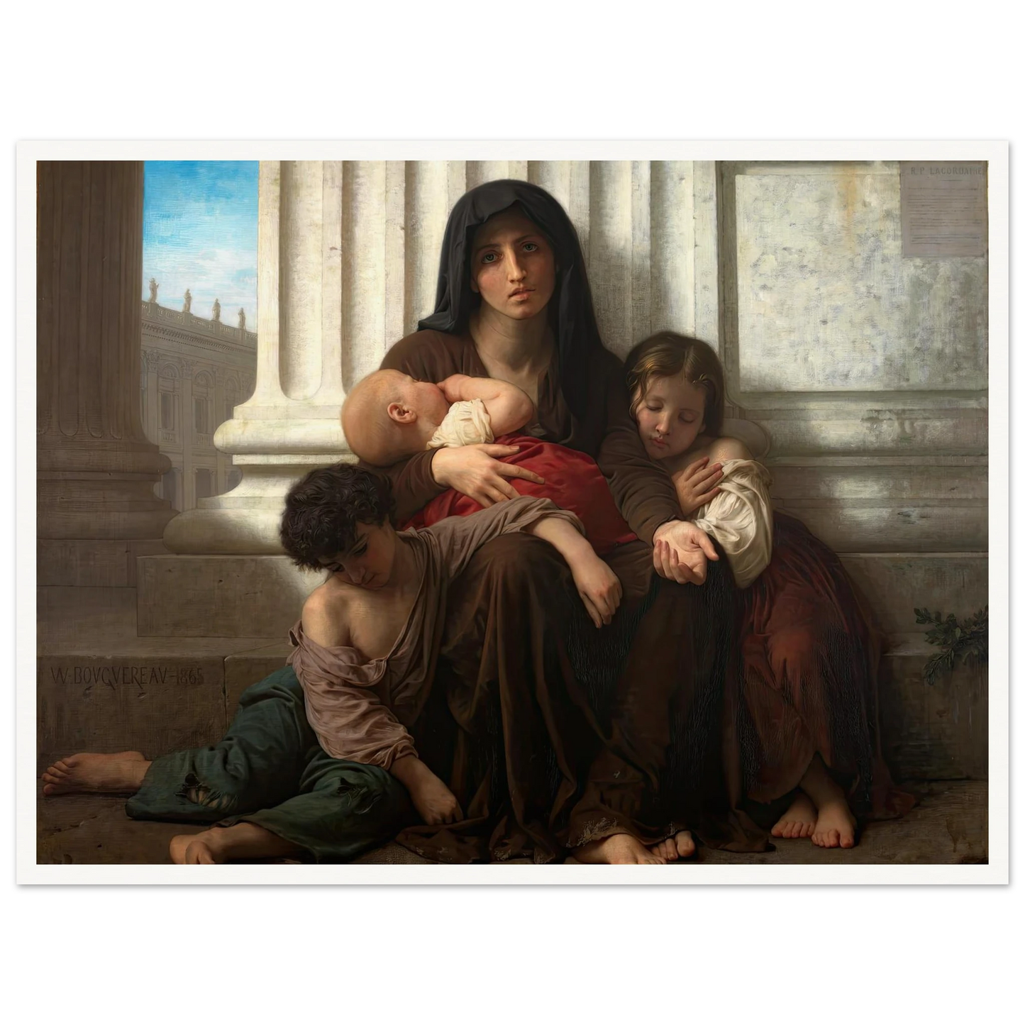 Charity (1865) Art Print | William Bouguereau - Framed Poster - 30x40 cm / 12x16″ - Black frame