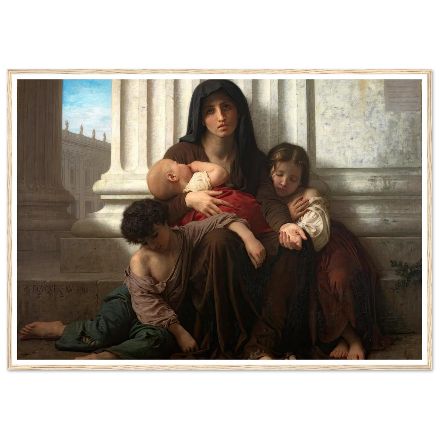 Charity (1865) Art Print | William Bouguereau - Framed Poster - 30x40 cm / 12x16″ - Black frame