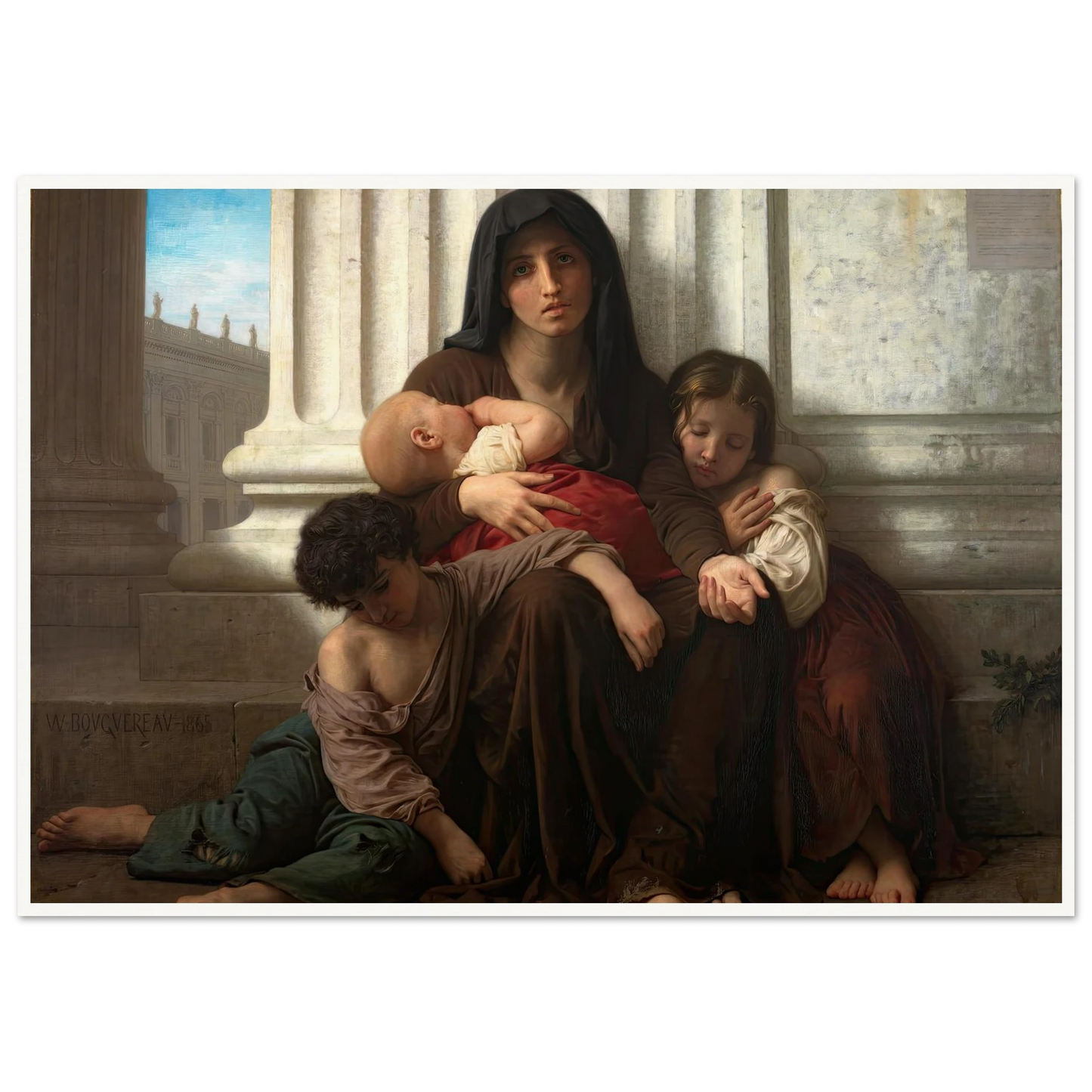 Charity (1865) Art Print | William Bouguereau - Framed Poster - 30x40 cm / 12x16″ - Black frame