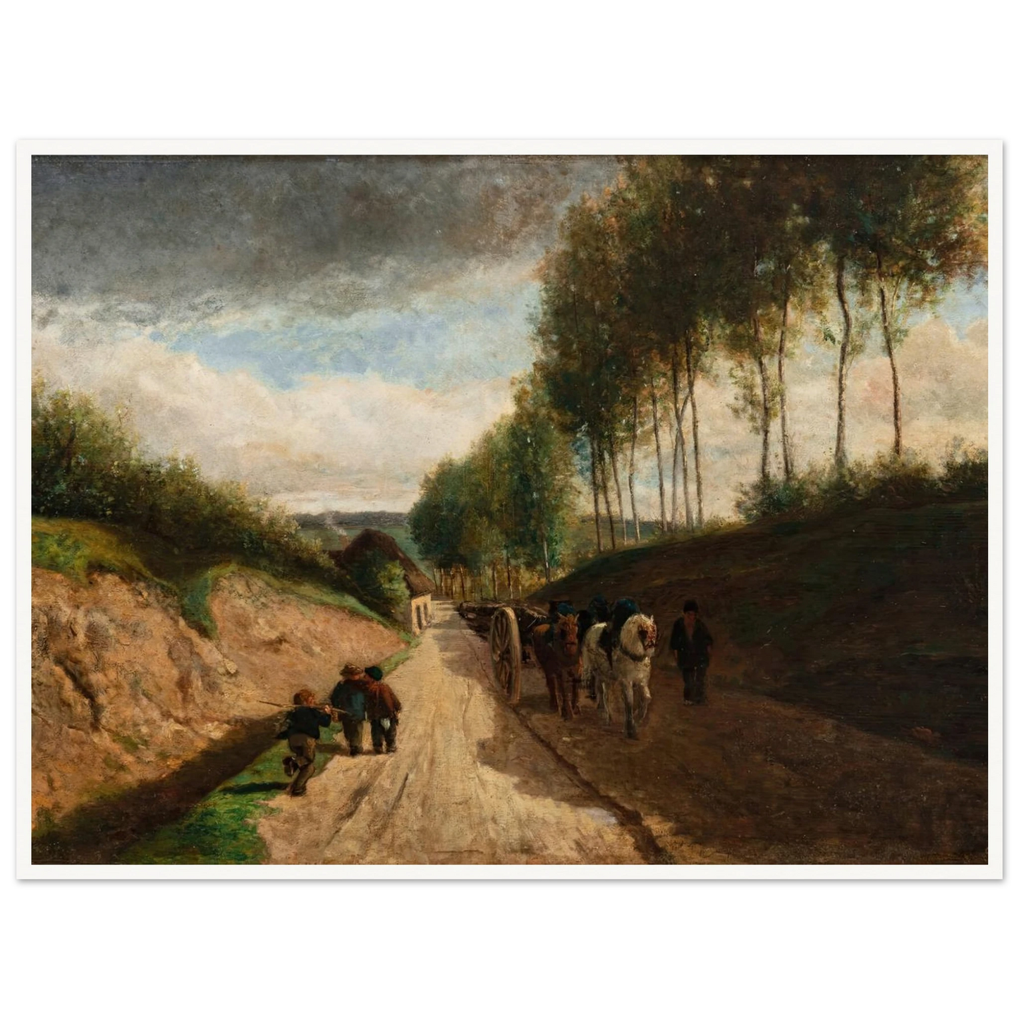 Chemin creux, environs de Chailly ( 1860) Art Print | Camille Pissarro - Framed Poster - 30x40 cm / 12x16″ - Black frame