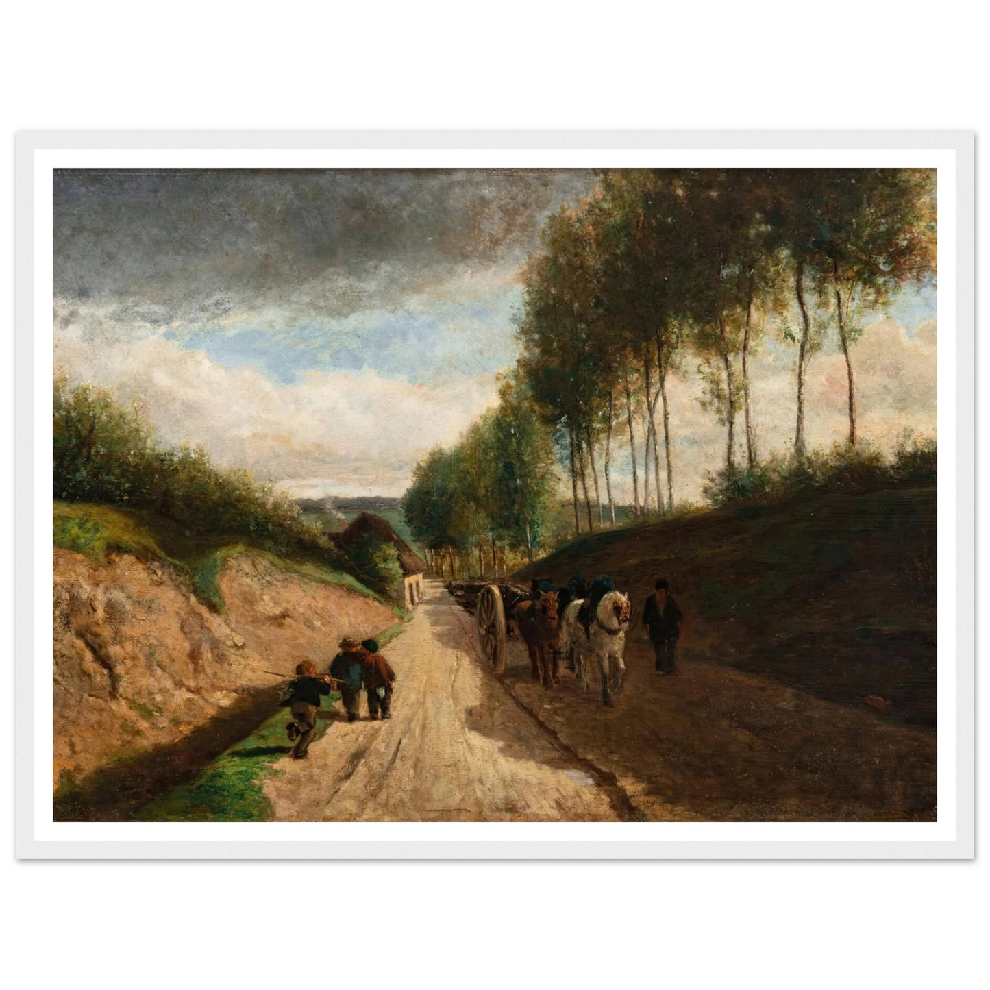 Chemin creux, environs de Chailly ( 1860) Art Print | Camille Pissarro - Framed Poster - 30x40 cm / 12x16″ - Black frame
