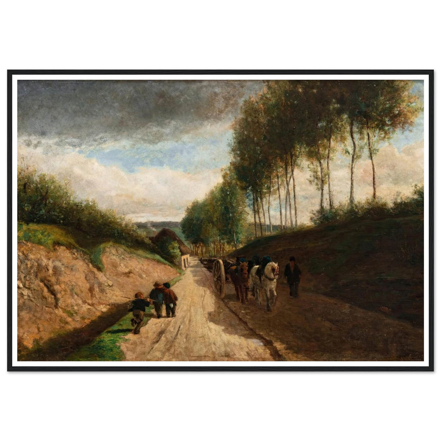 Chemin creux, environs de Chailly ( 1860) Art Print | Camille Pissarro - Framed Poster - 30x40 cm / 12x16″ - Black frame