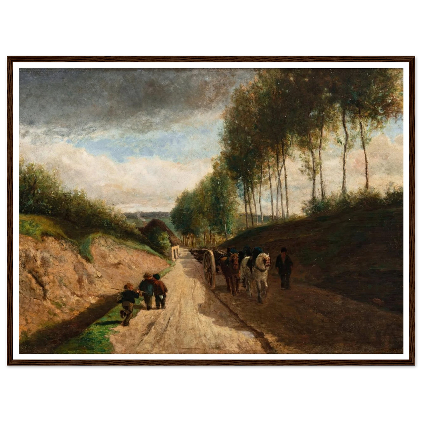 Chemin creux, environs de Chailly ( 1860) Art Print | Camille Pissarro - Framed Poster - 30x40 cm / 12x16″ - Black frame