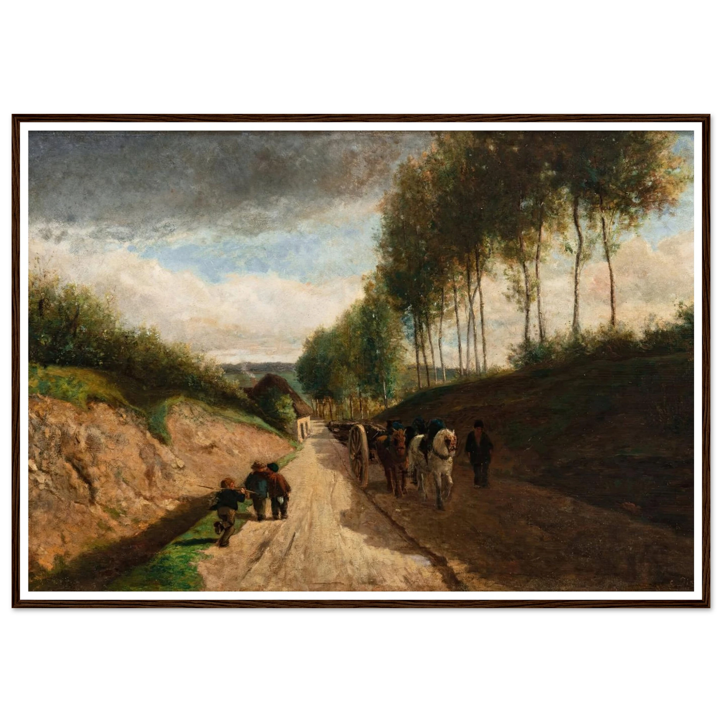 Chemin creux, environs de Chailly ( 1860) Art Print | Camille Pissarro - Framed Poster - 30x40 cm / 12x16″ - Black frame