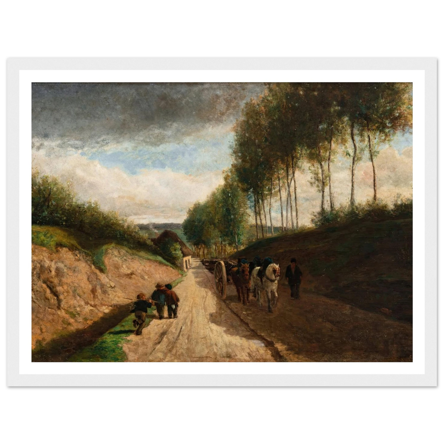 Chemin creux, environs de Chailly ( 1860) Art Print | Camille Pissarro - Framed Poster - 30x40 cm / 12x16″ - Black frame