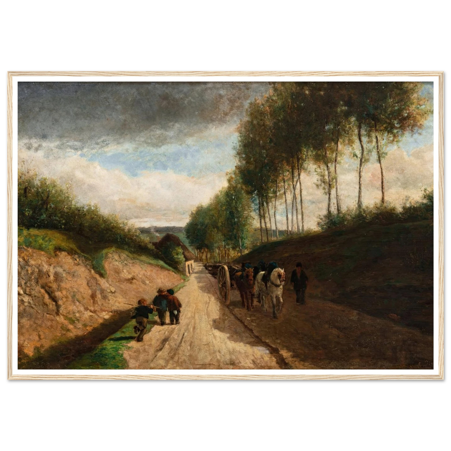 Chemin creux, environs de Chailly ( 1860) Art Print | Camille Pissarro - Framed Poster - 30x40 cm / 12x16″ - Black frame