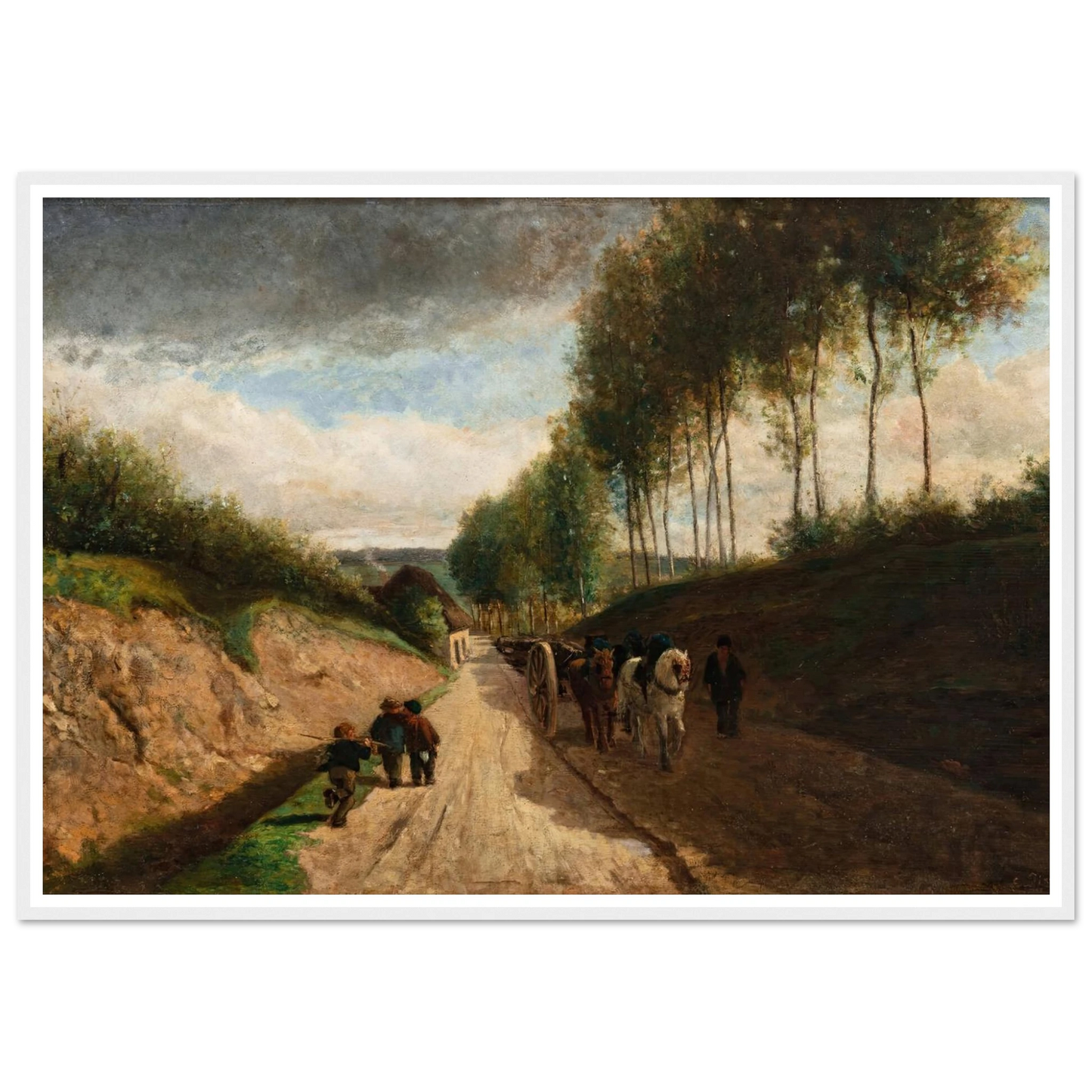 Chemin creux, environs de Chailly ( 1860) Art Print | Camille Pissarro - Framed Poster - 30x40 cm / 12x16″ - Black frame