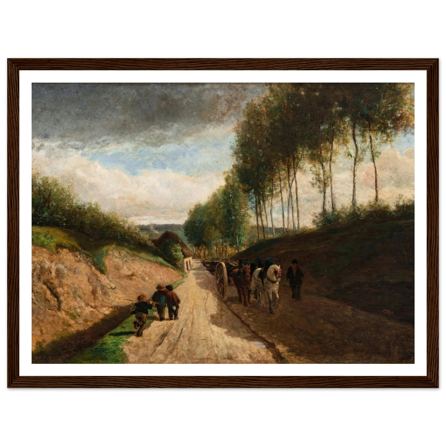 Chemin creux, environs de Chailly ( 1860) Art Print | Camille Pissarro - Framed Poster - 30x40 cm / 12x16″ - Black frame
