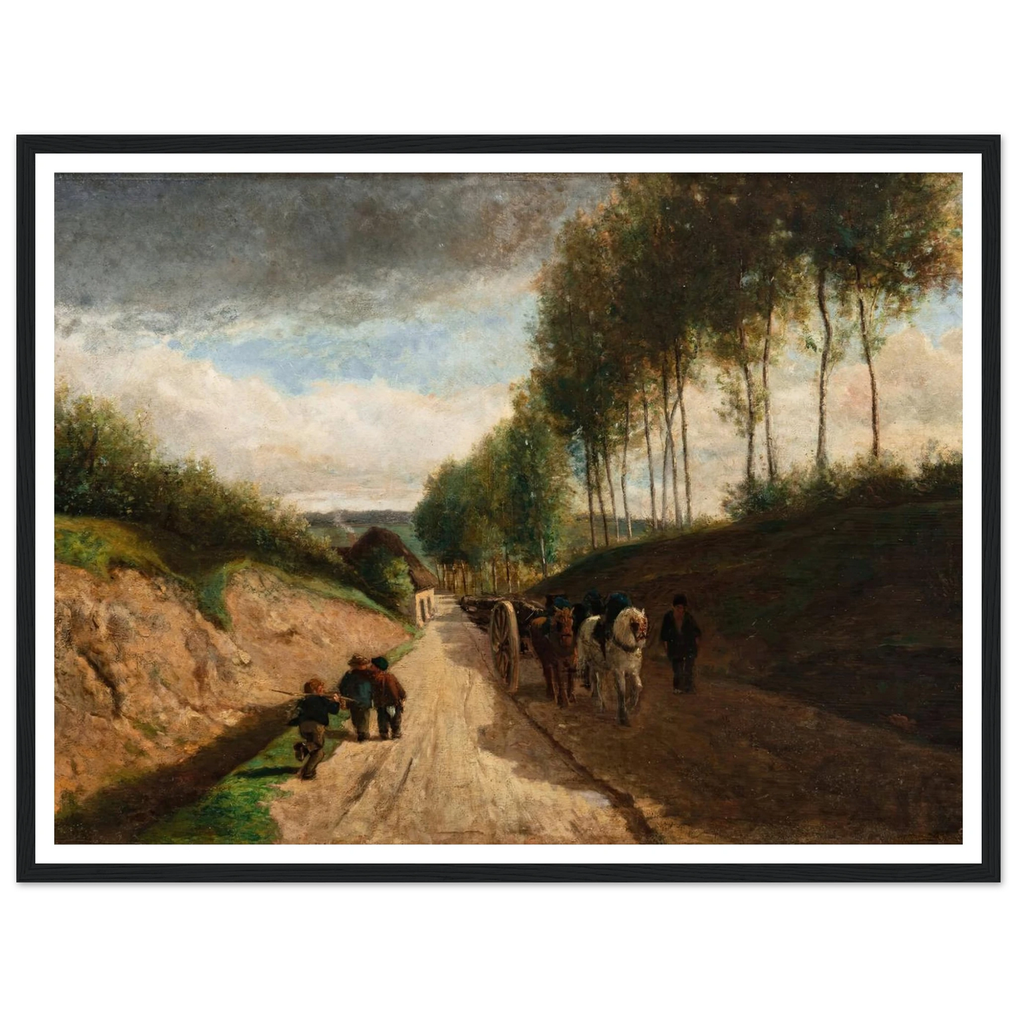 Chemin creux, environs de Chailly ( 1860) Art Print | Camille Pissarro - Framed Poster - 30x40 cm / 12x16″ - Black frame