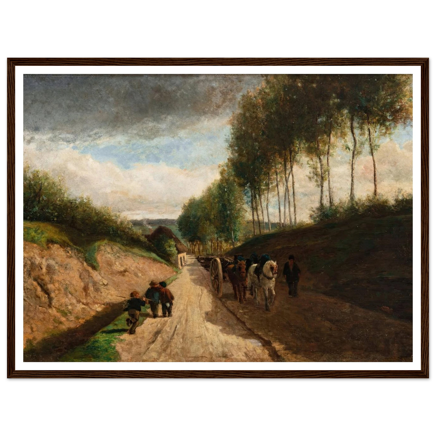Chemin creux, environs de Chailly ( 1860) Art Print | Camille Pissarro - Framed Poster - 30x40 cm / 12x16″ - Black frame