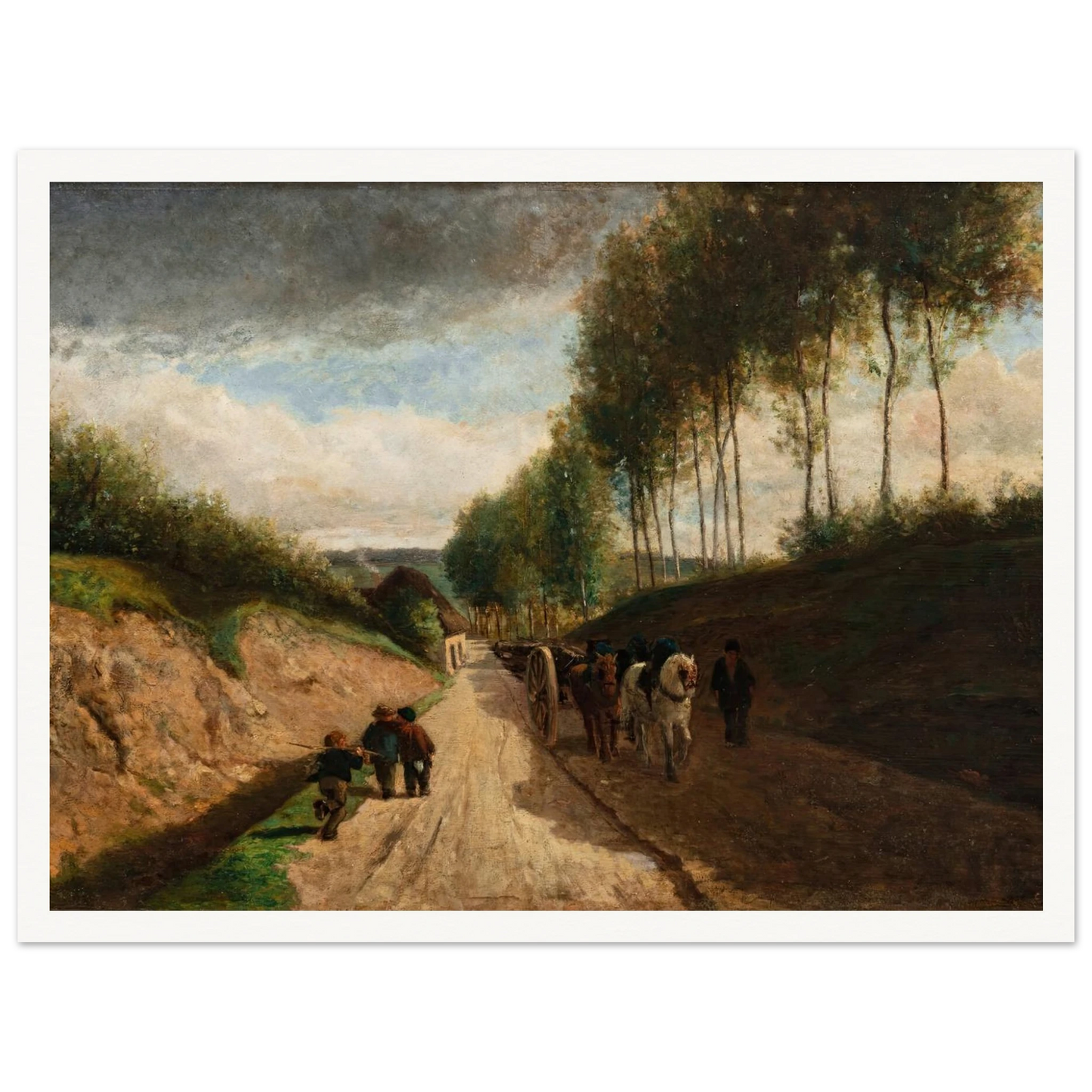 Chemin creux, environs de Chailly ( 1860) Art Print | Camille Pissarro - Framed Poster - 30x40 cm / 12x16″ - Black frame