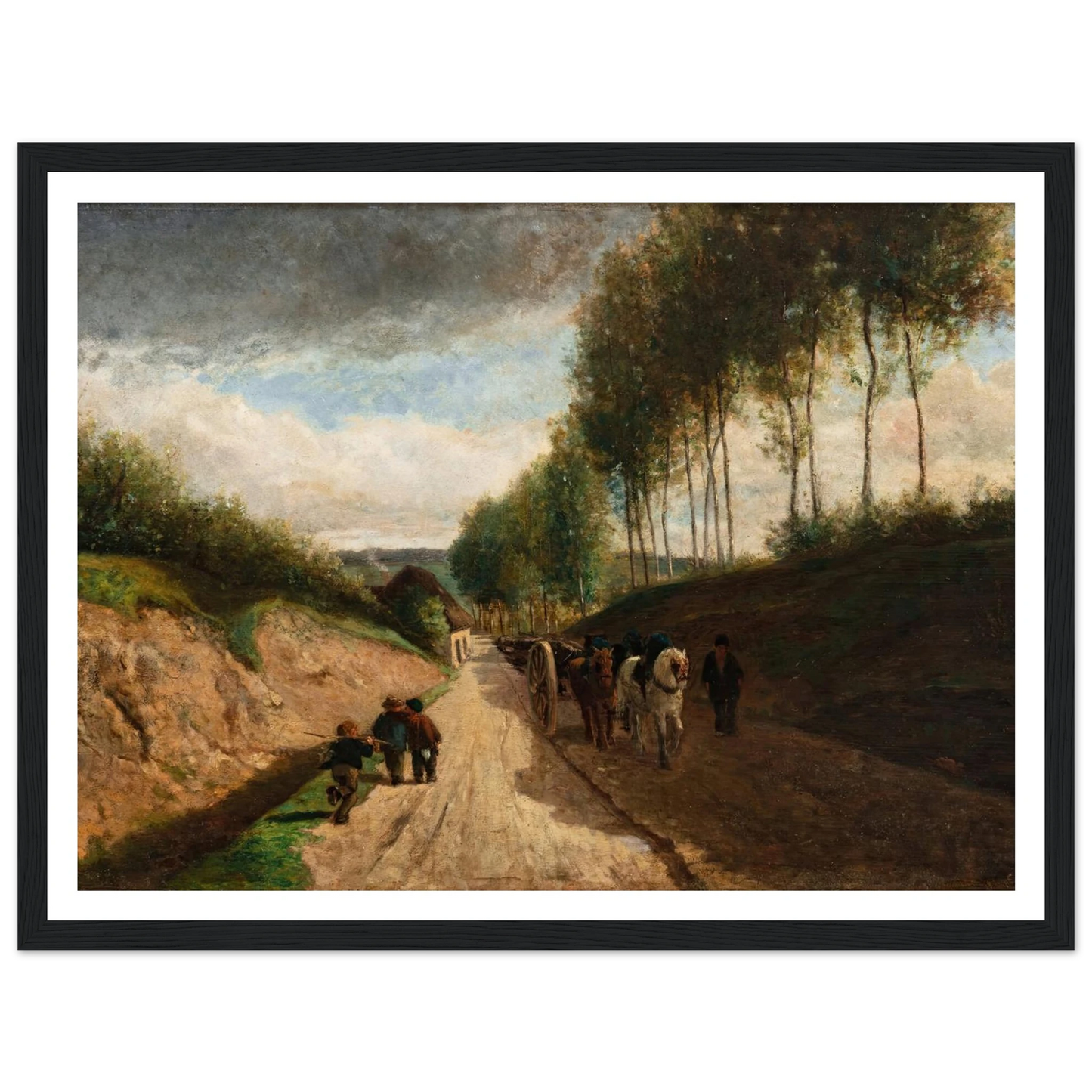 Chemin creux, environs de Chailly ( 1860) Art Print | Camille Pissarro - Framed Poster - 30x40 cm / 12x16″ - Black frame