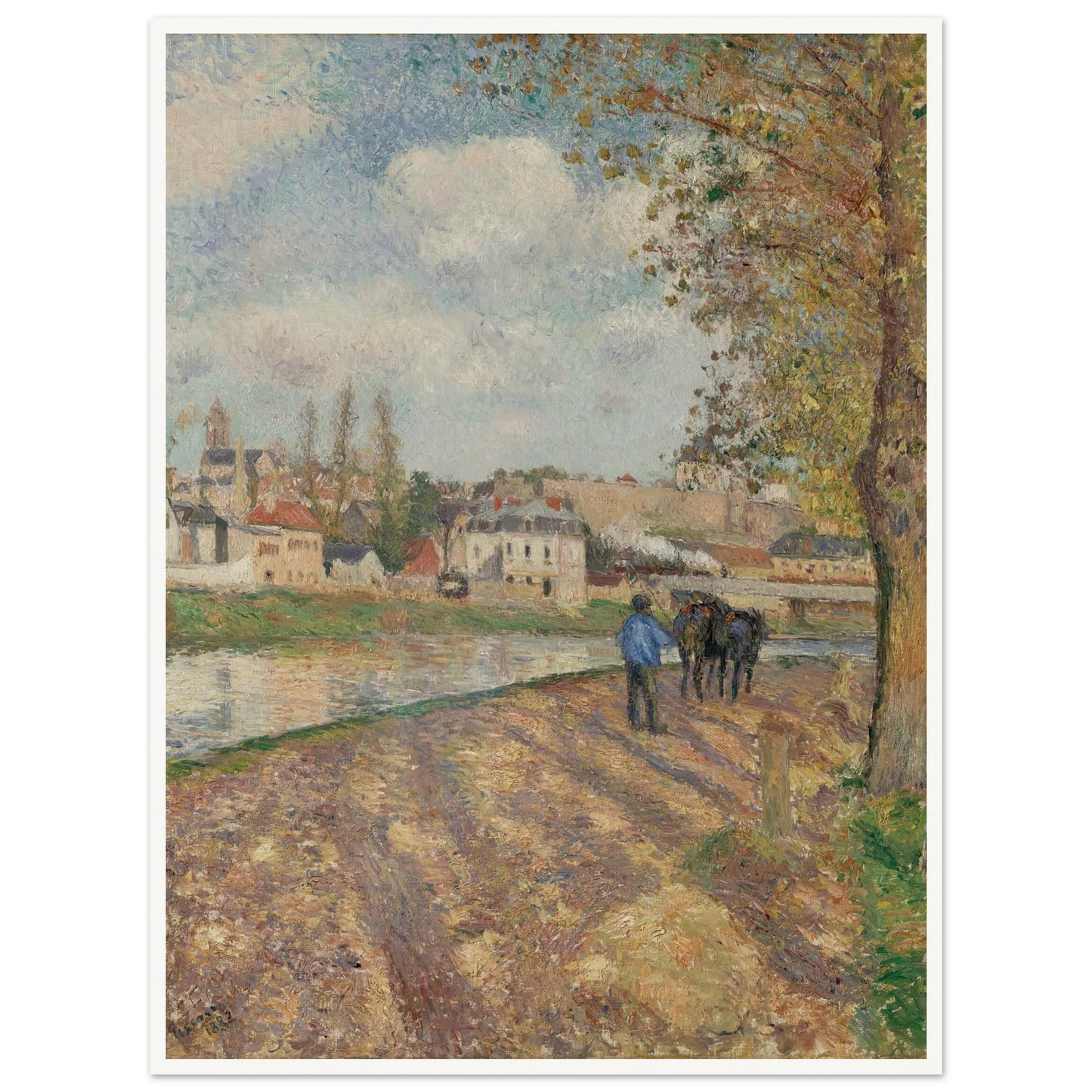 Chemin de l’écluse, Saint-Ouen-l’Aumône (1882) Art Print | Camille Pissarro - Framed Poster - 30x40 cm / 12x16″ - Black frame