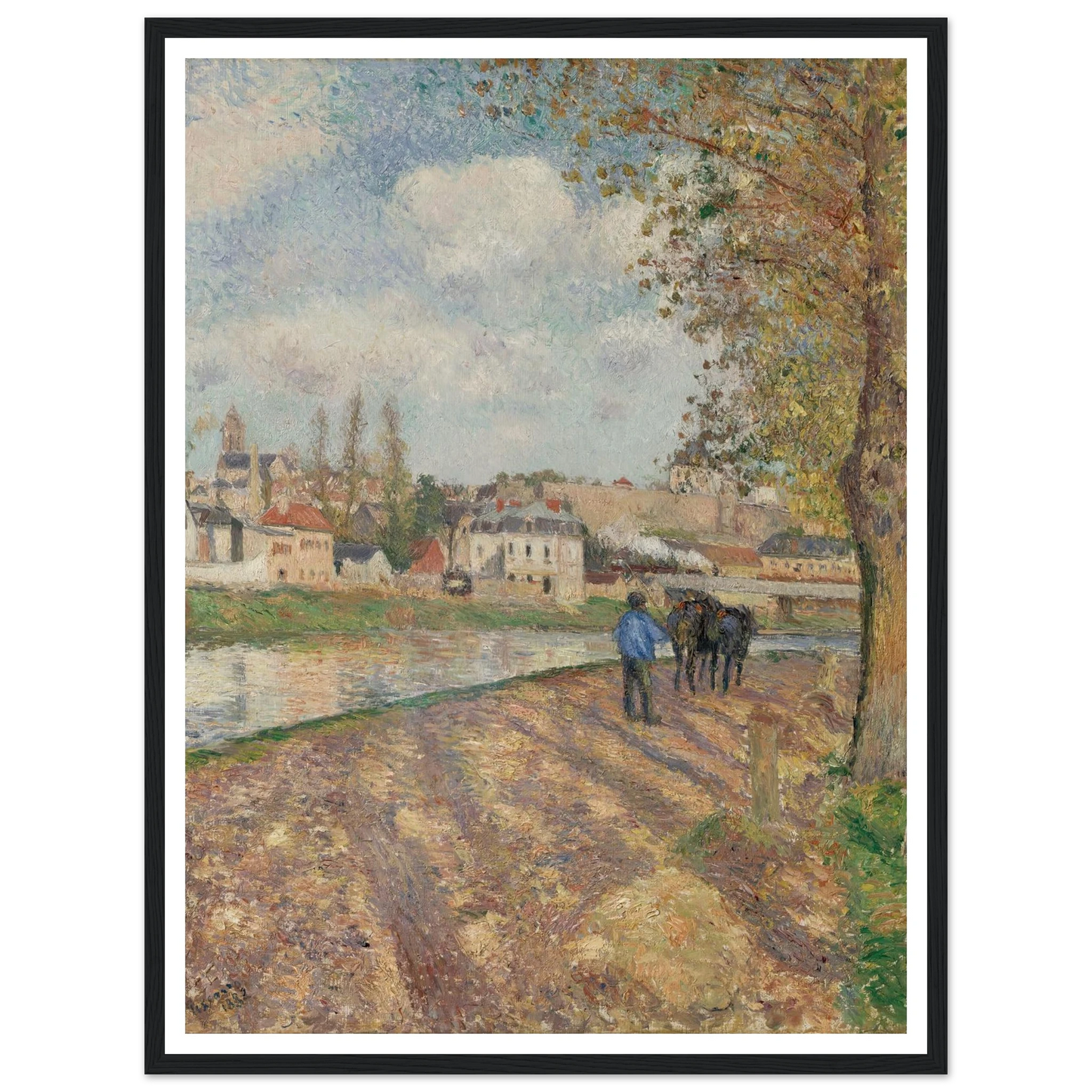 Chemin de l’écluse, Saint-Ouen-l’Aumône (1882) Art Print | Camille Pissarro - Framed Poster - 30x40 cm / 12x16″ - Black frame