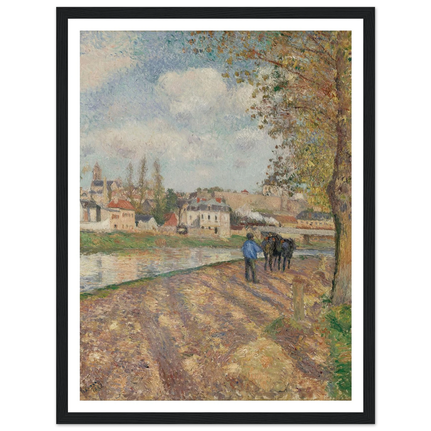 Chemin de l’écluse, Saint-Ouen-l’Aumône (1882) Art Print | Camille Pissarro - Framed Poster - 30x40 cm / 12x16″ - Black frame
