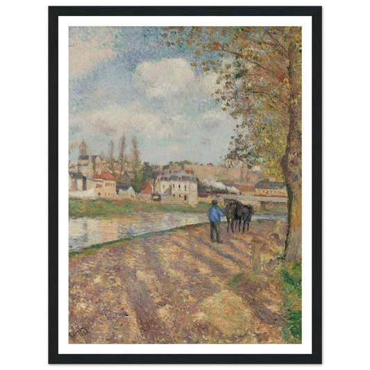 Chemin de l’écluse, Saint-Ouen-l’Aumône (1882) Art Print | Camille Pissarro - Framed Poster - 30x40 cm / 12x16″ - Black frame