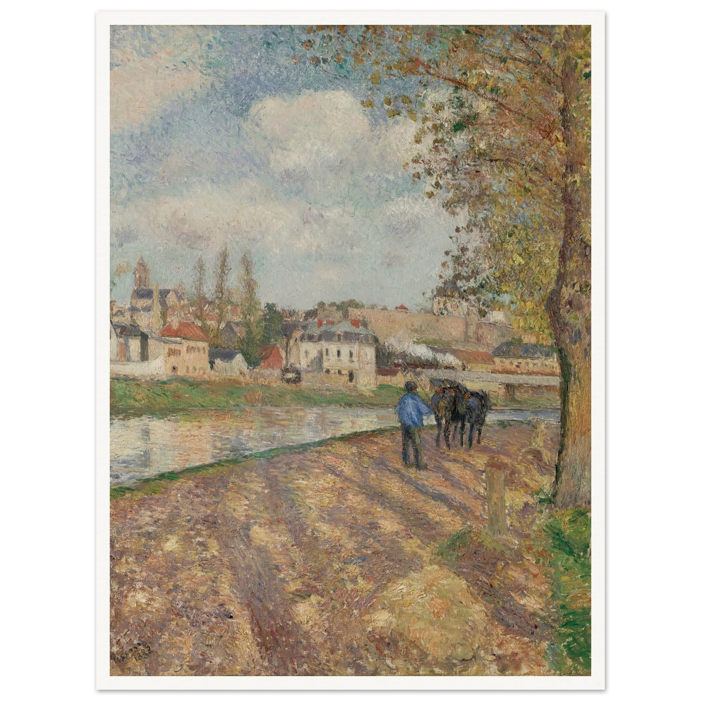Chemin de l’écluse, Saint-Ouen-l’Aumône (1882) Art Print | Camille Pissarro - Framed Poster - 30x40 cm / 12x16″ - Black frame