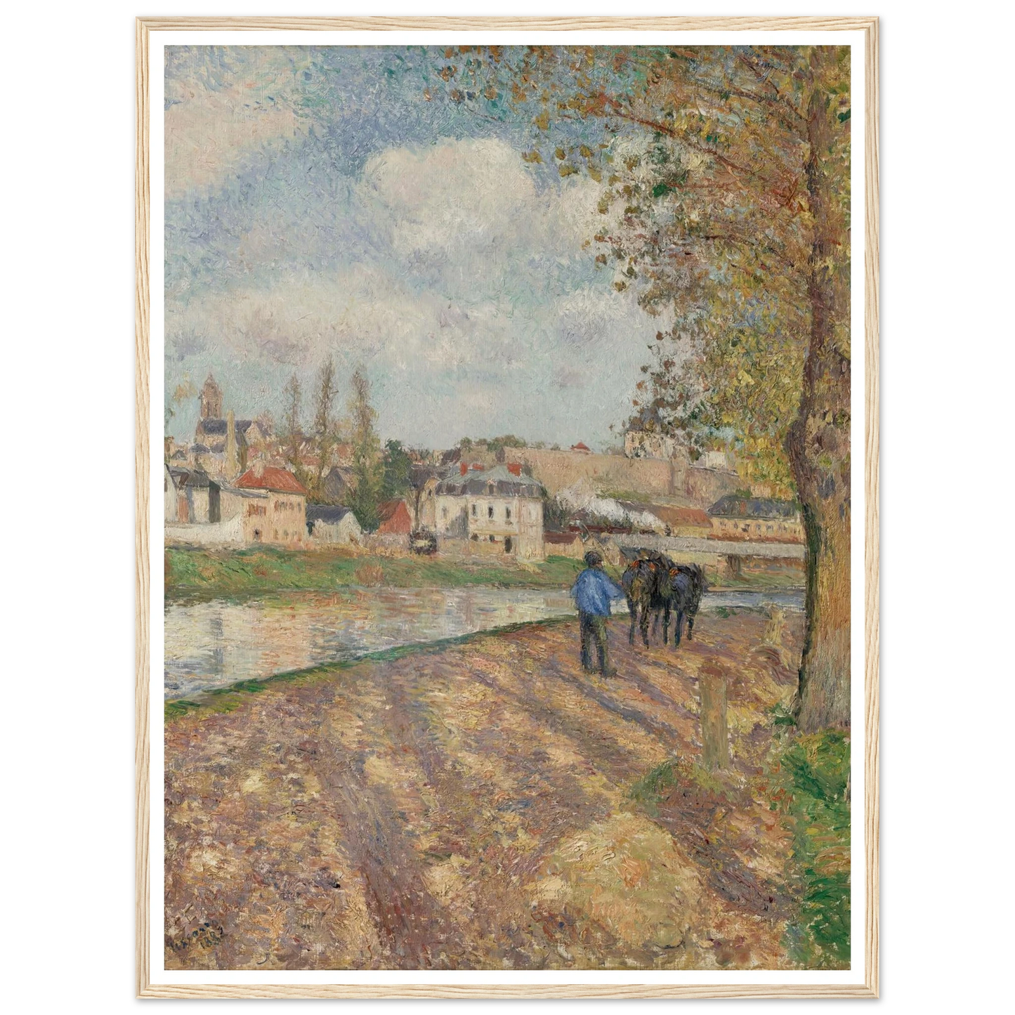 Chemin de l’écluse, Saint-Ouen-l’Aumône (1882) Art Print | Camille Pissarro - Framed Poster - 30x40 cm / 12x16″ - Black frame